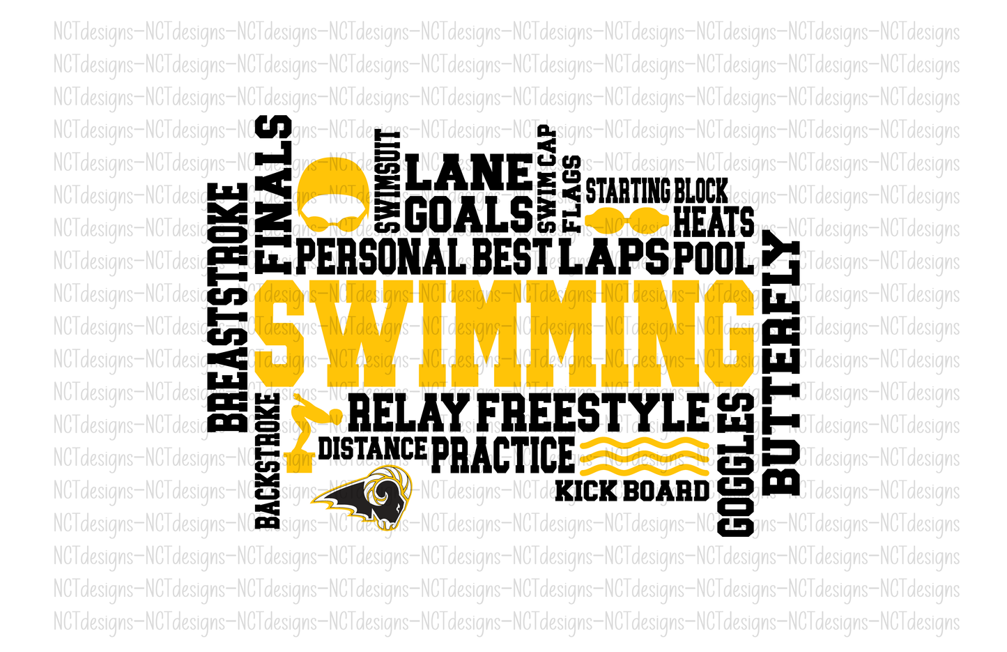Swimming SEP Rams Collage T-shirt