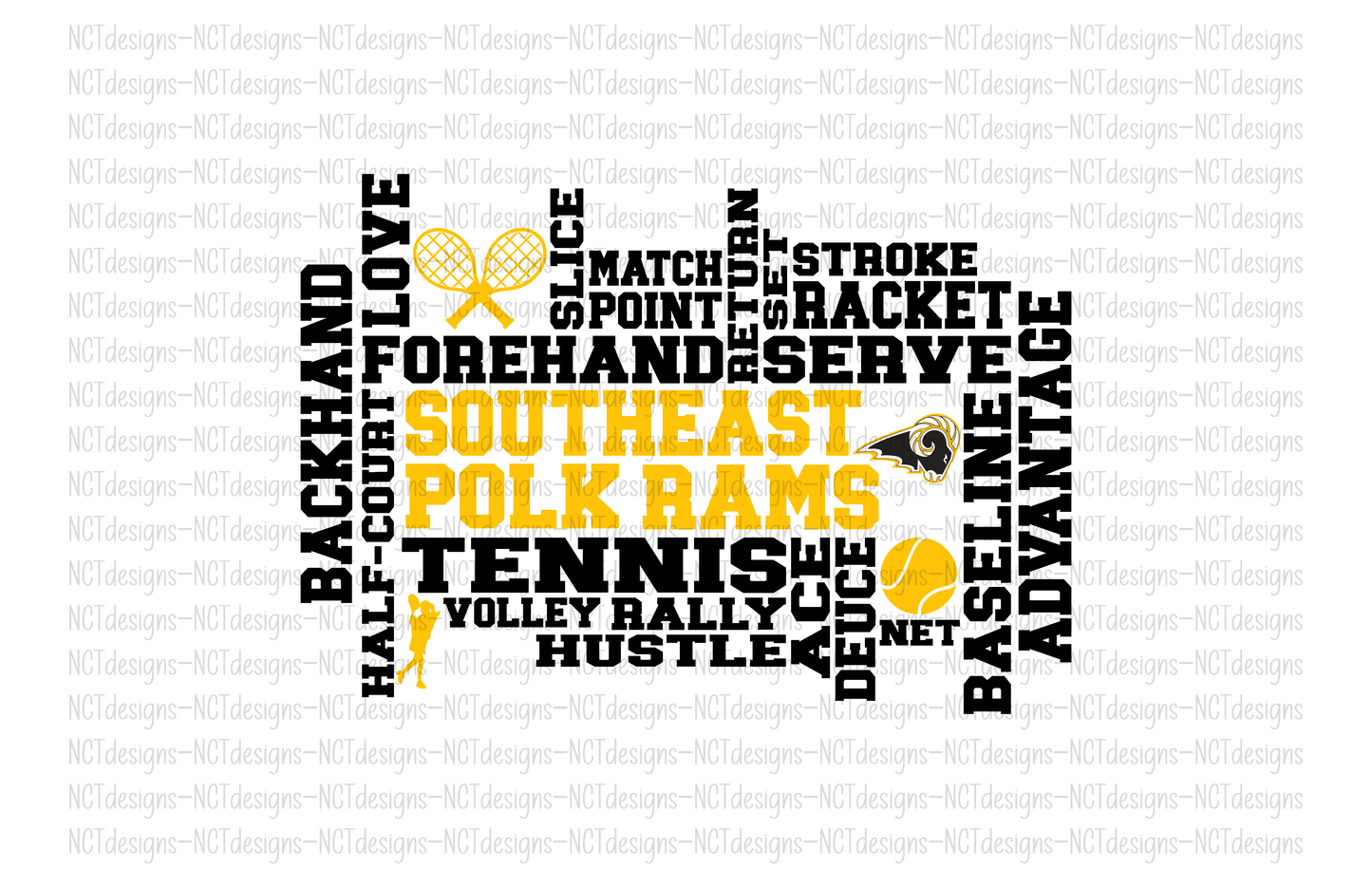 Tennis- Girls- SEP Rams Collage Sweatshirt