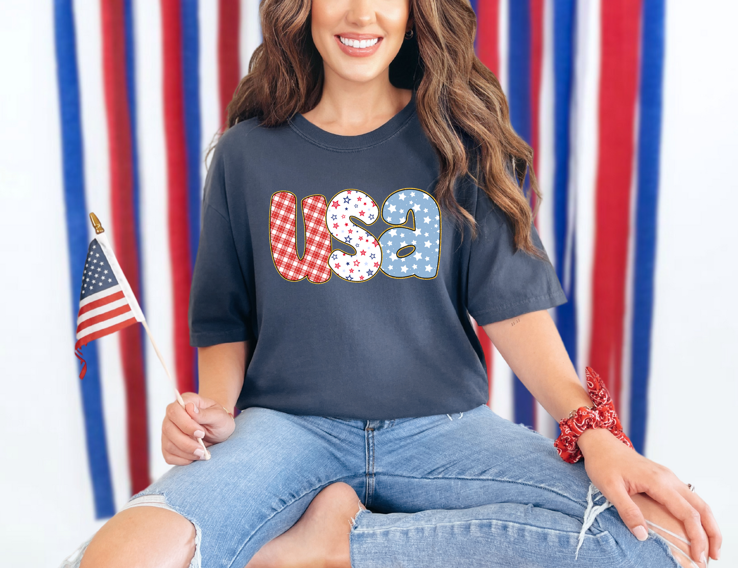 USA Glitter Doodle T-shirt