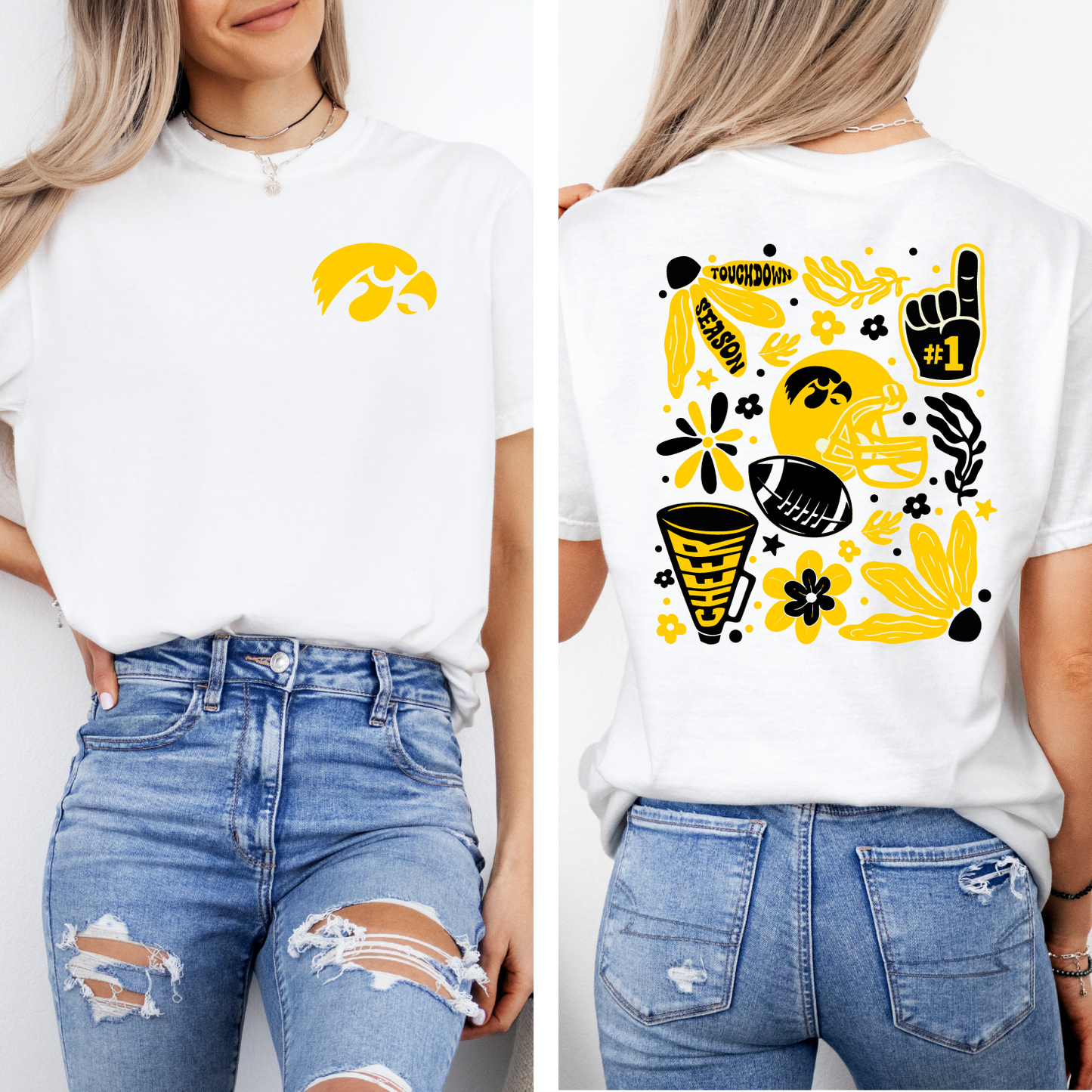 Iowa Hawkeyes Boho Football T-shirt