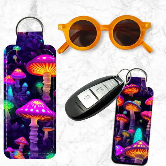 Vivid Mushrooms Lip Balm Keychain