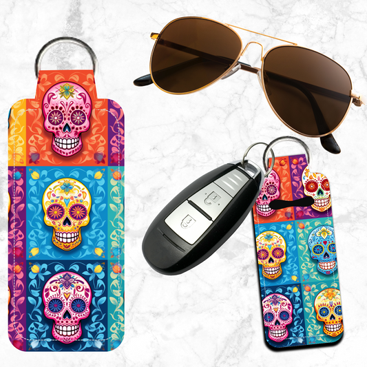 Sugar Skulls Lip Balm Keychain