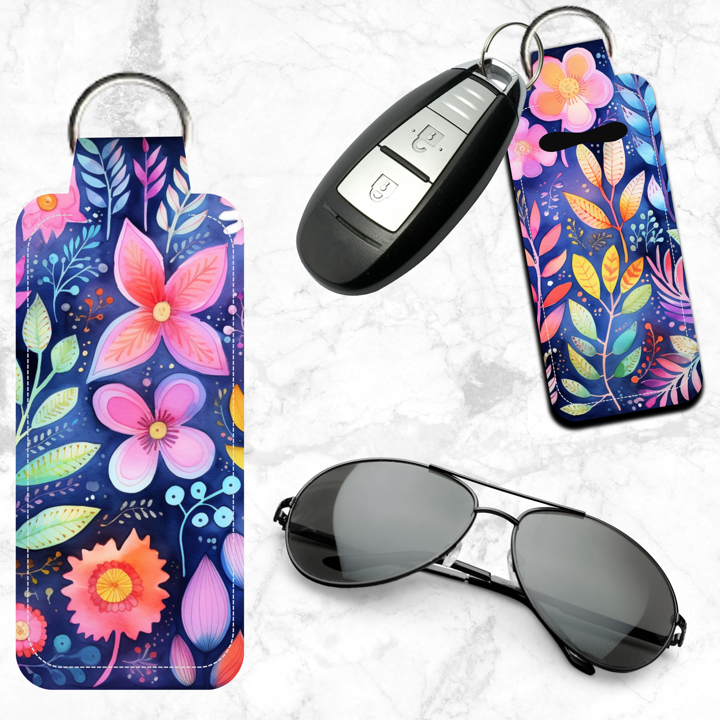 Bohemian Floral Lip Balm Keychain