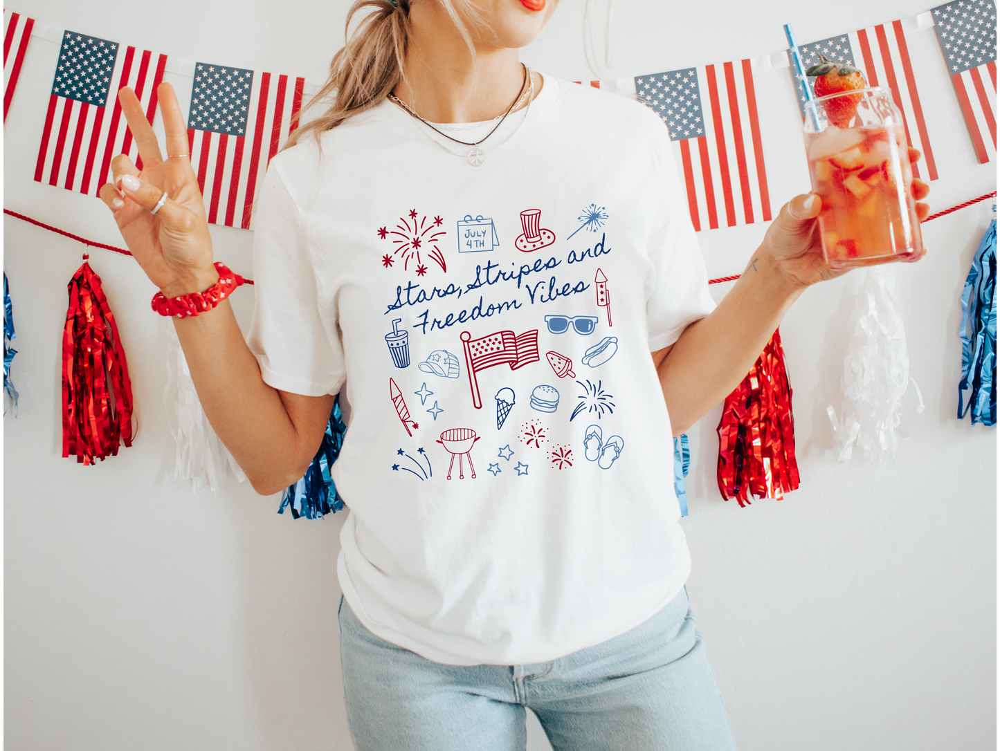 Stars, Stripes, and Freedom Vibes T-shirt