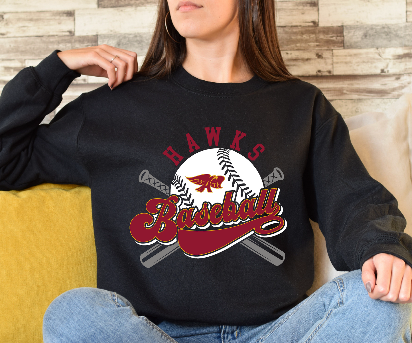 Ankeny Hawks Retro Baseball Sweatshirt