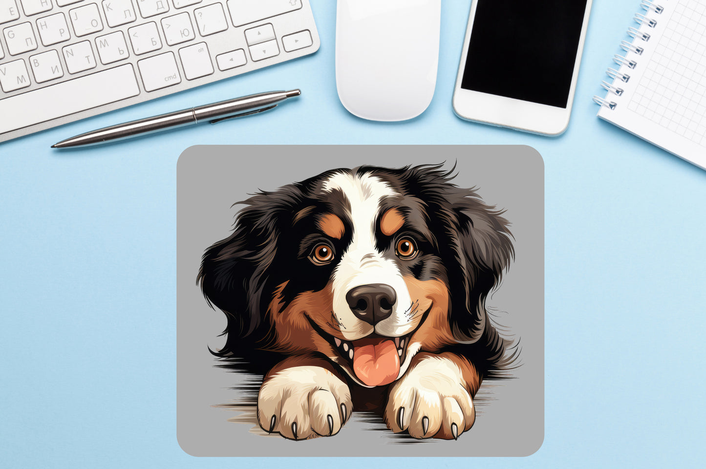 Peeking Dog Mousepad, Customizable