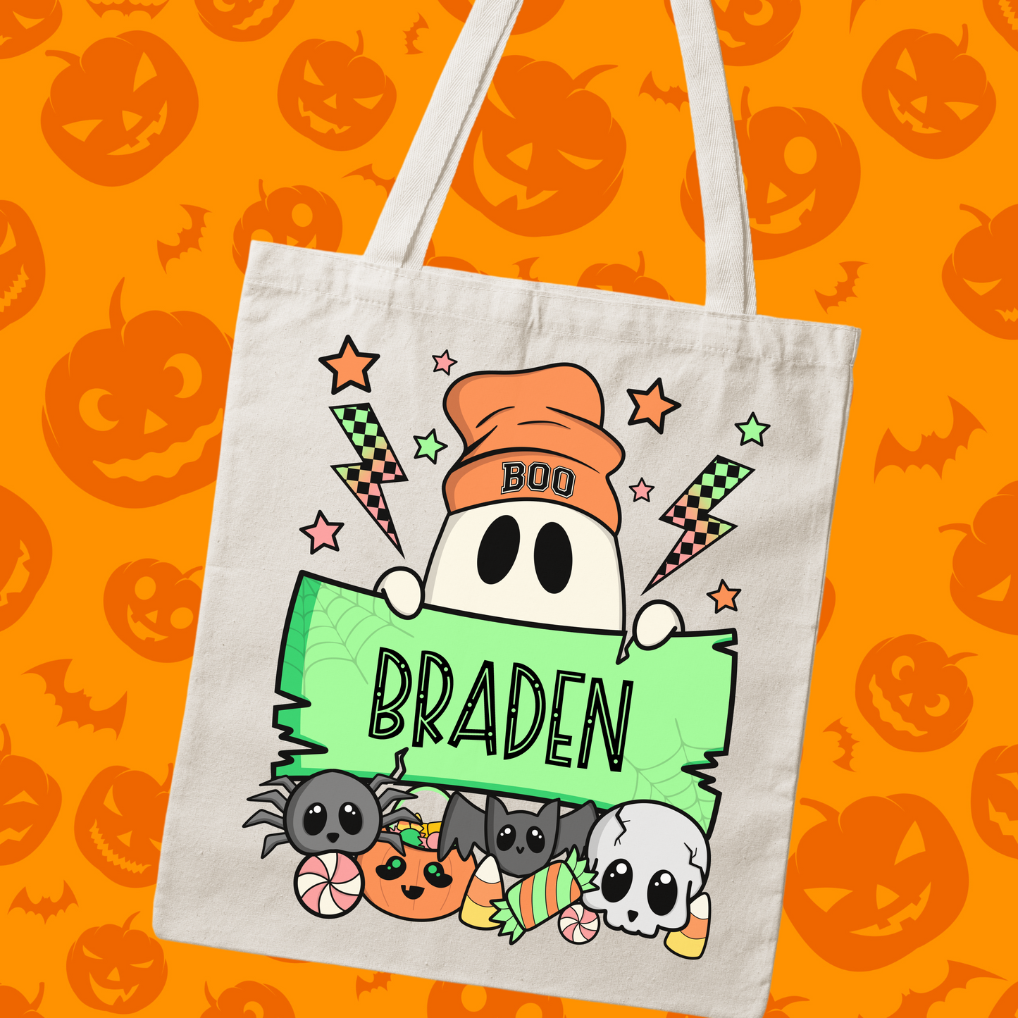 Personalized Trick or Treat Tote Bag