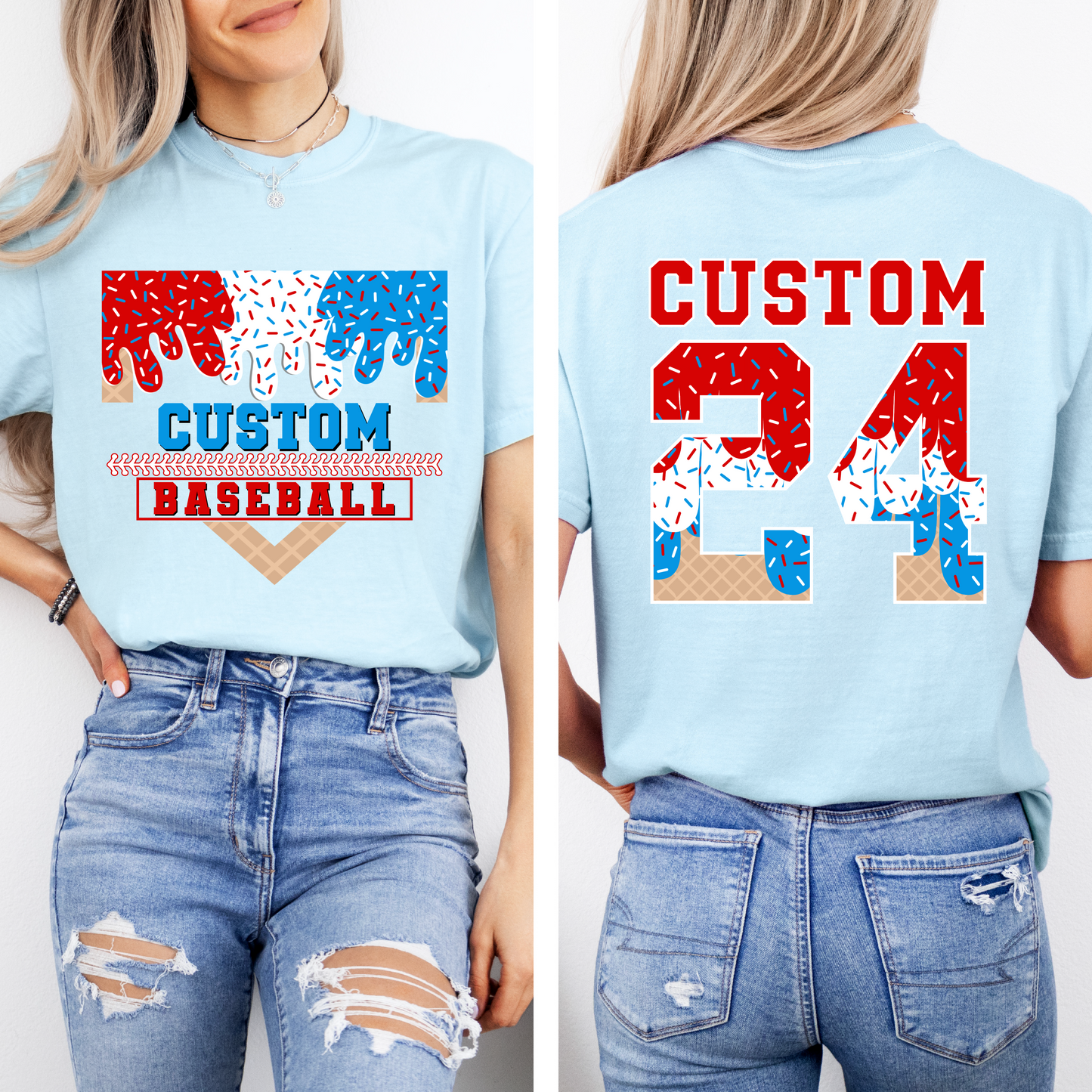 Baseball Patriotic Drip CUSTOM TEAM T-shirt