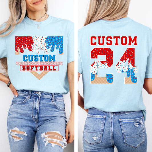 Softball Patriotic Drip CUSTOM TEAM T-shirt