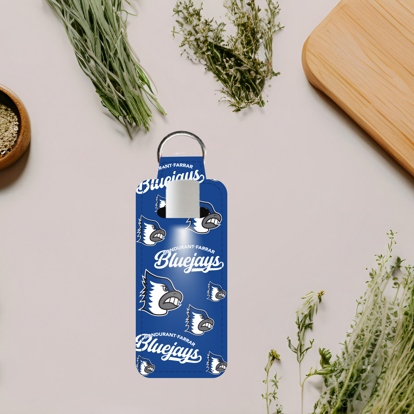 Bondurant-Farrar Bluejays Lip Balm Keychain