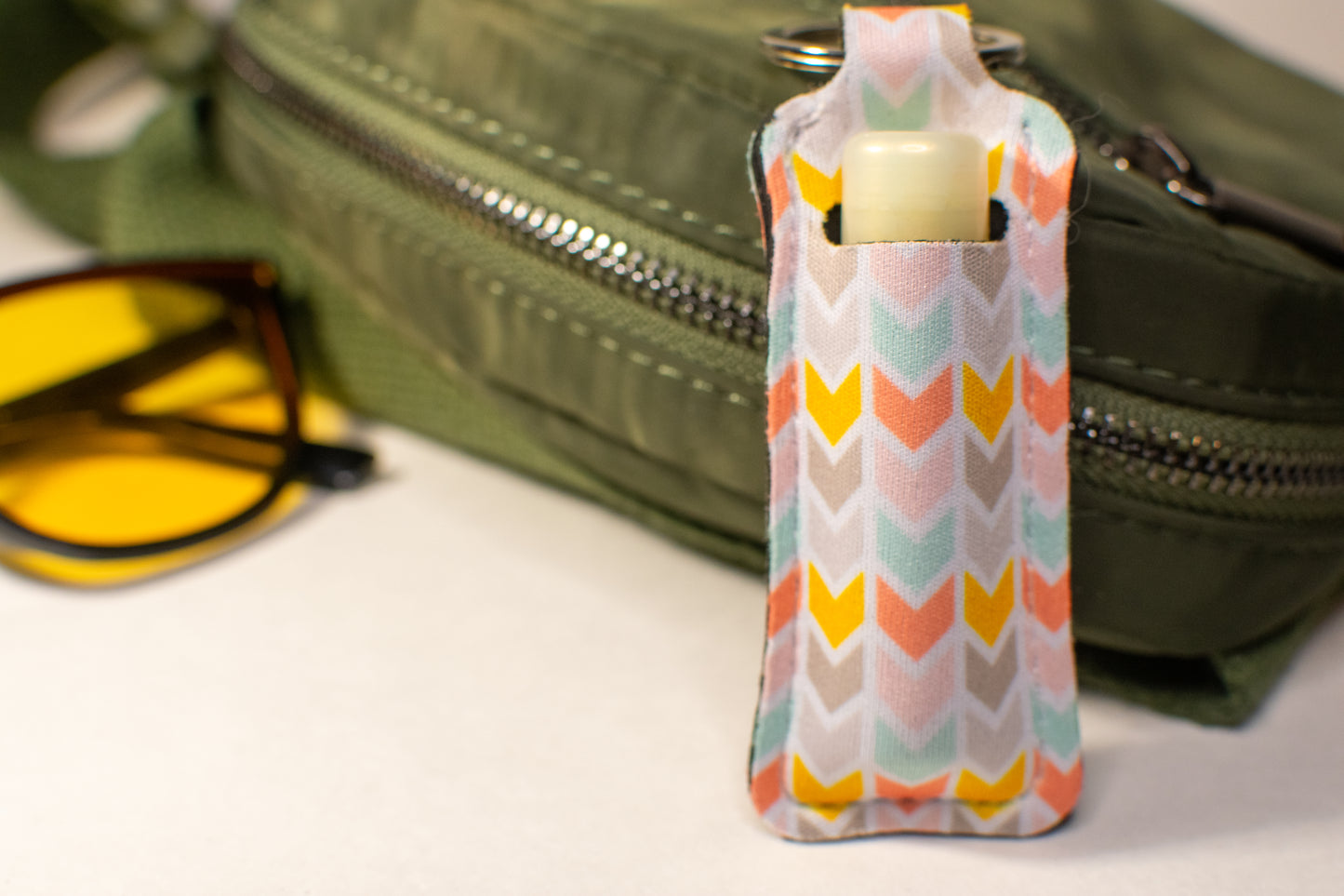 Chevron Lip Balm Keychain