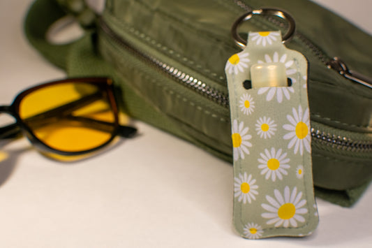 Sage Flowers Lip Balm Keychain