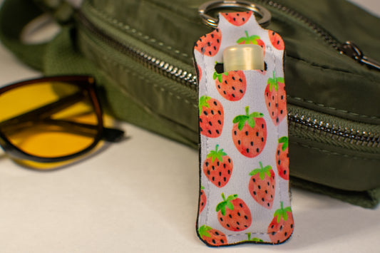 Strawberries Lip Balm Keychain