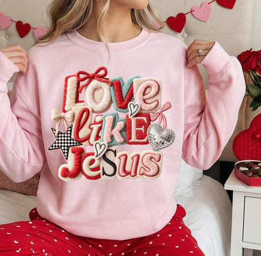 Love Like Jesus Faux Patch Sweatshirt