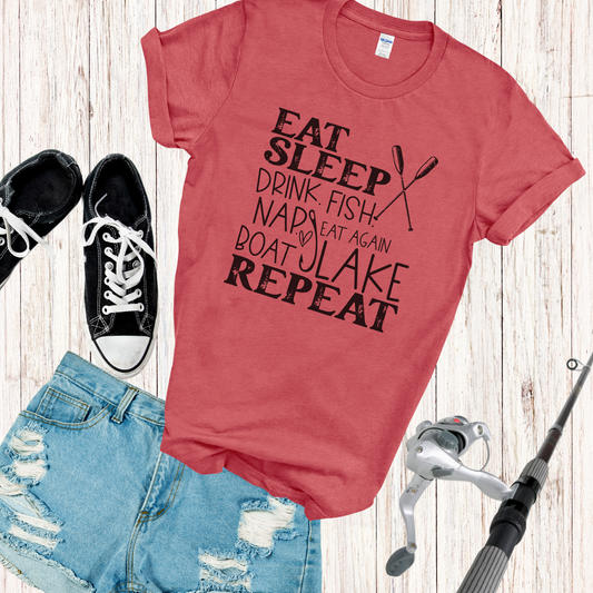 Eat, Sleep, Lake, Repeat T-shirt