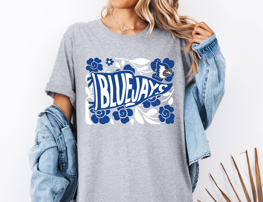BF Bluejays Floral Pennant T-Shirt