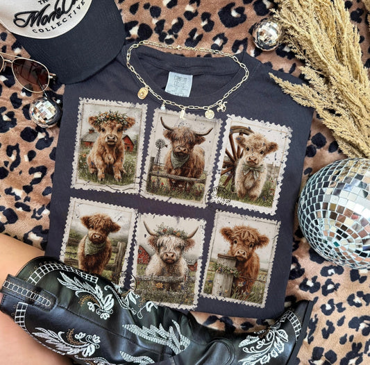 Highland Cow Stamp T-shirt