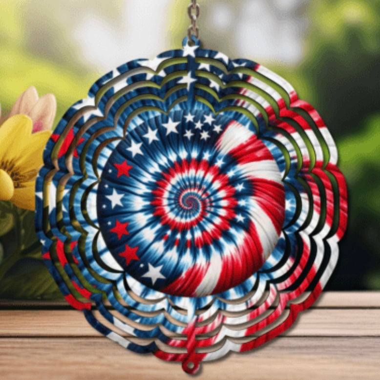 Stars and Stripes Tie Dye Wind Spinner