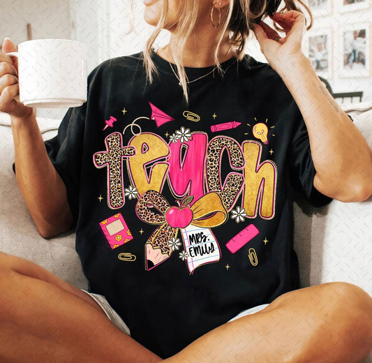 Leopard Teach Personalized T-shirt