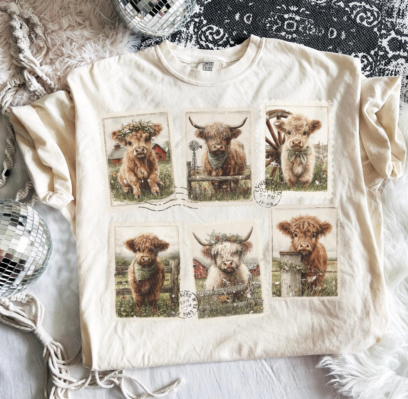 Highland Cow Stamp T-shirt