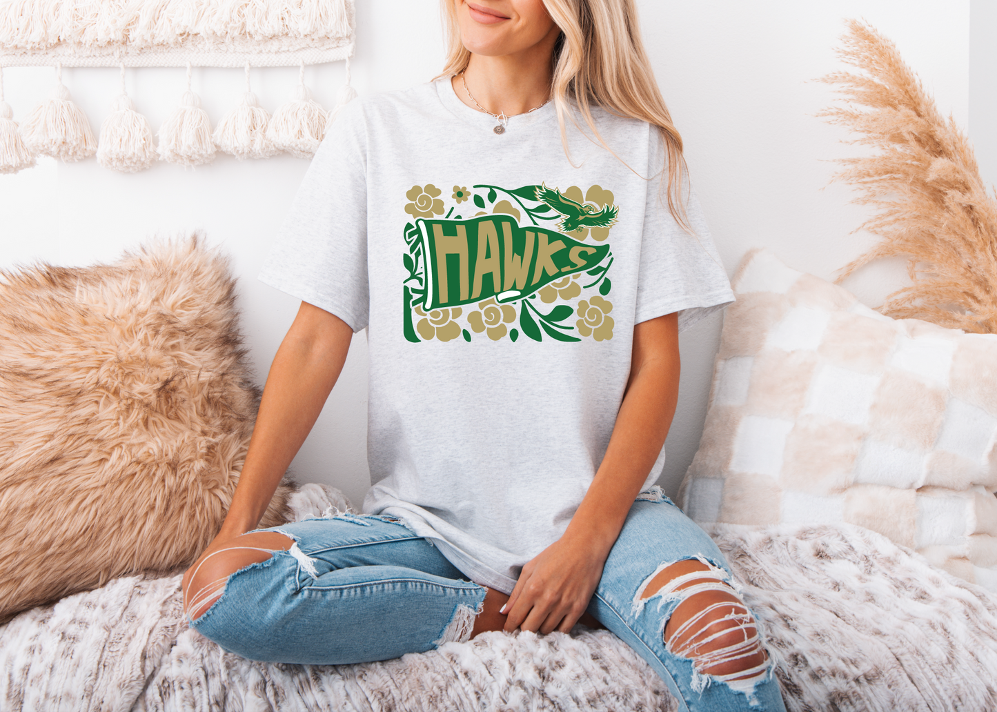 WG Hawks Floral Pennant T-Shirt