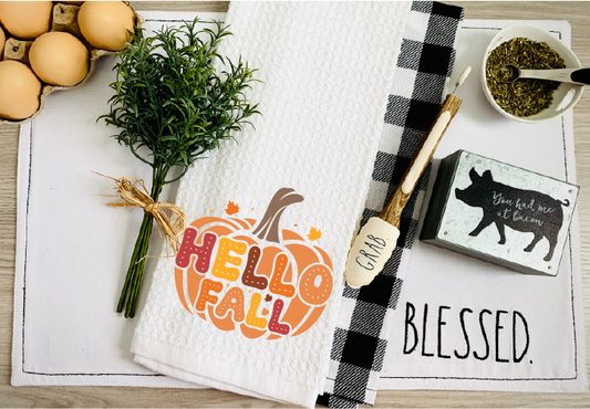 Hello Fall Pumpkin - Kitchen Towel