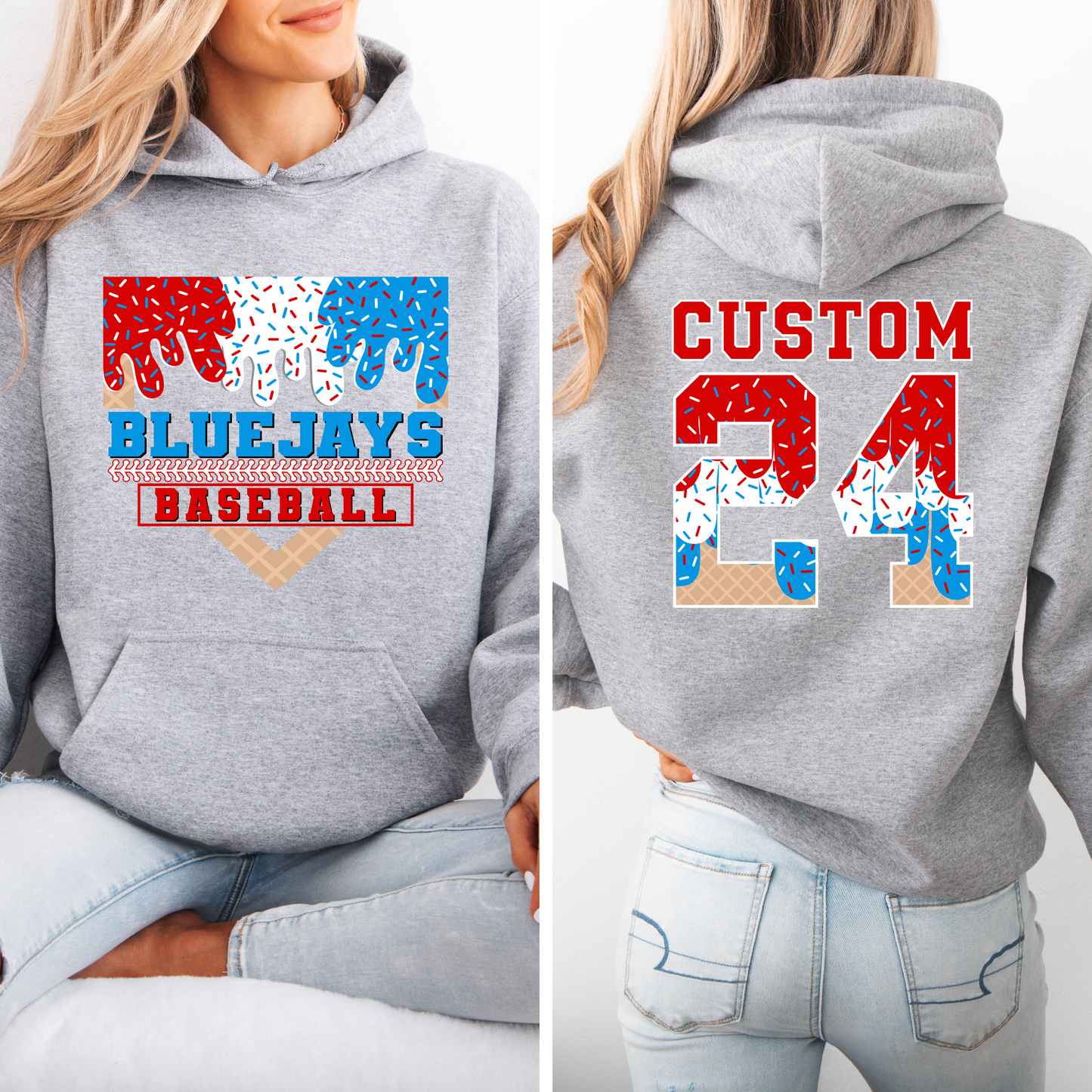 Baseball Patriotic Drip Bluejays Sweatshirt