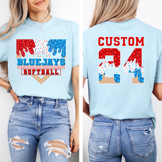 Softball Patriotic Drip Bluejays T-shirt