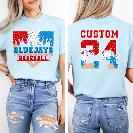 Baseball Patriotic Drip Bluejays T-shirt