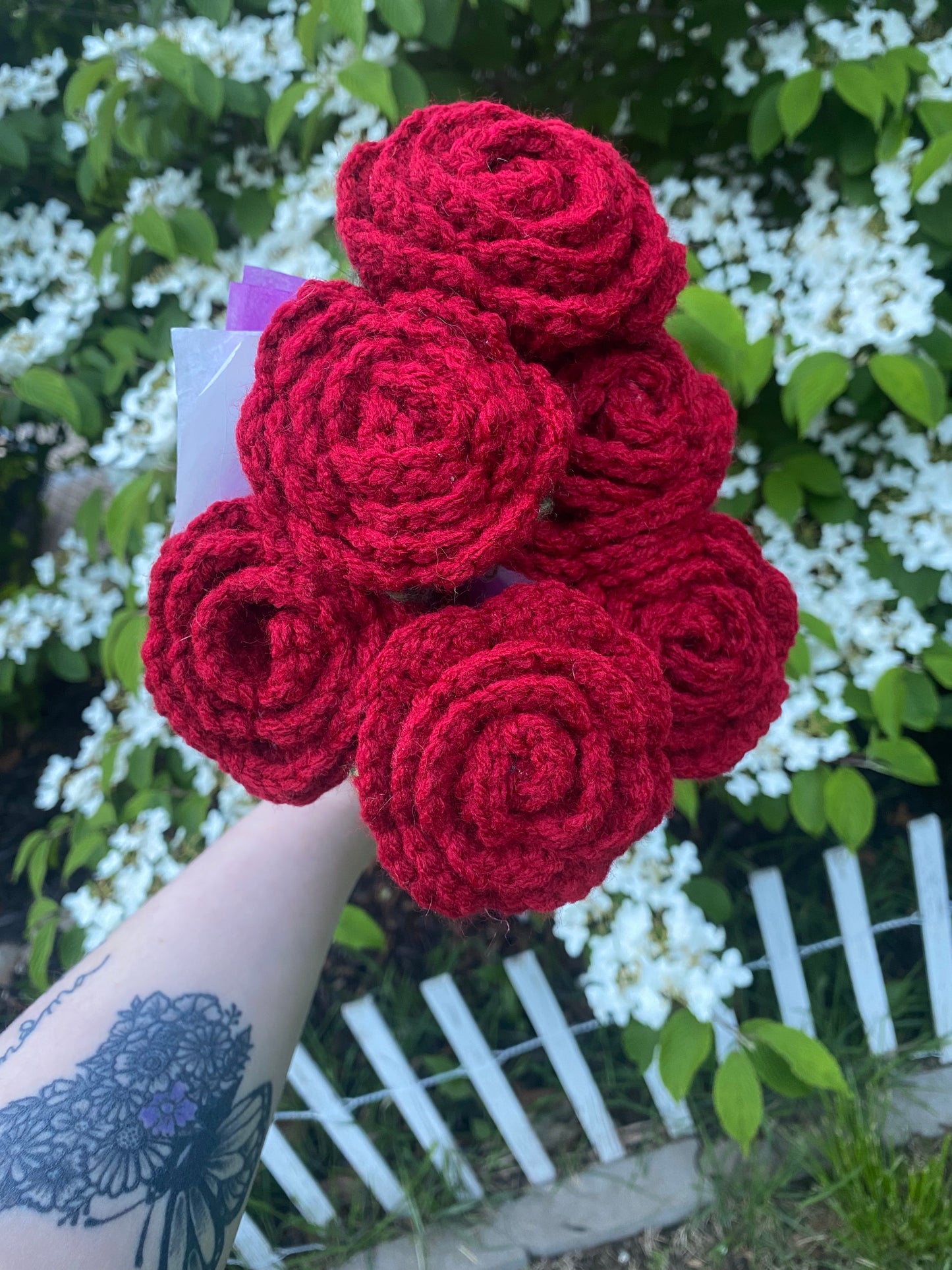 Hand Crocheted Rose Bouquet