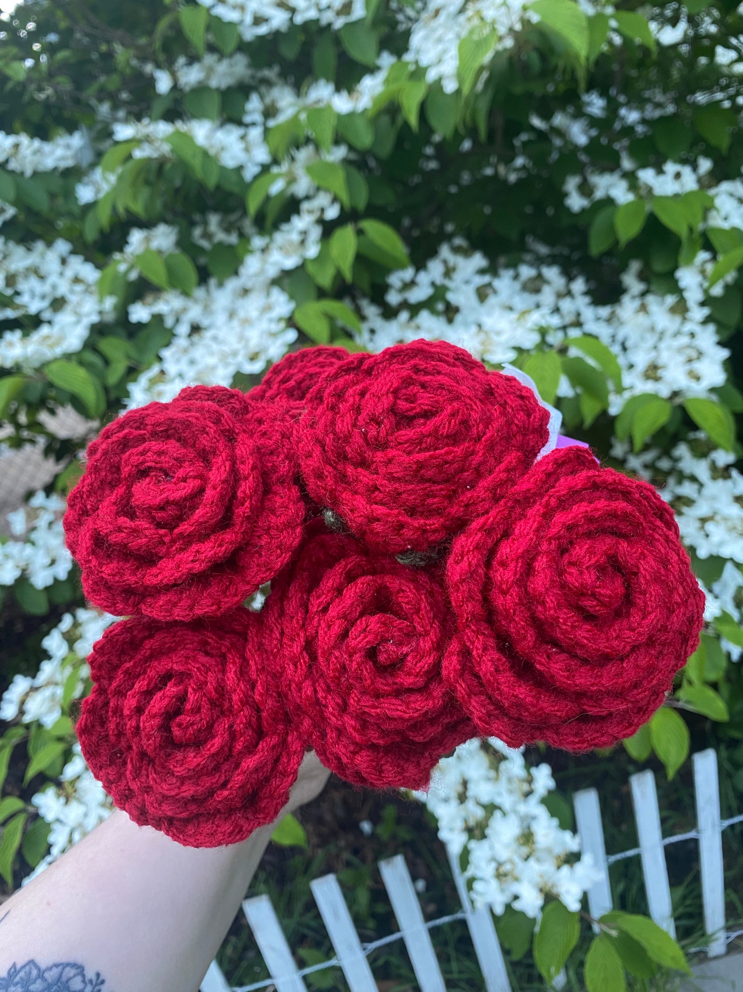 Hand Crocheted Rose Bouquet