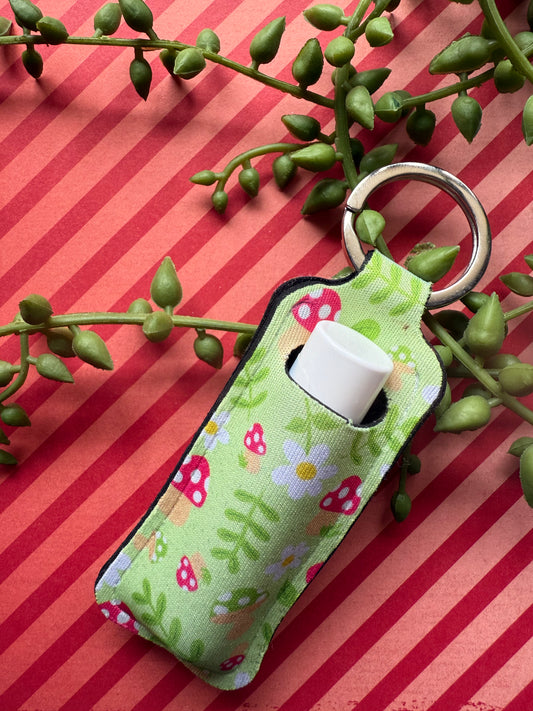 Spring Mushrooms Lip Balm Keychain