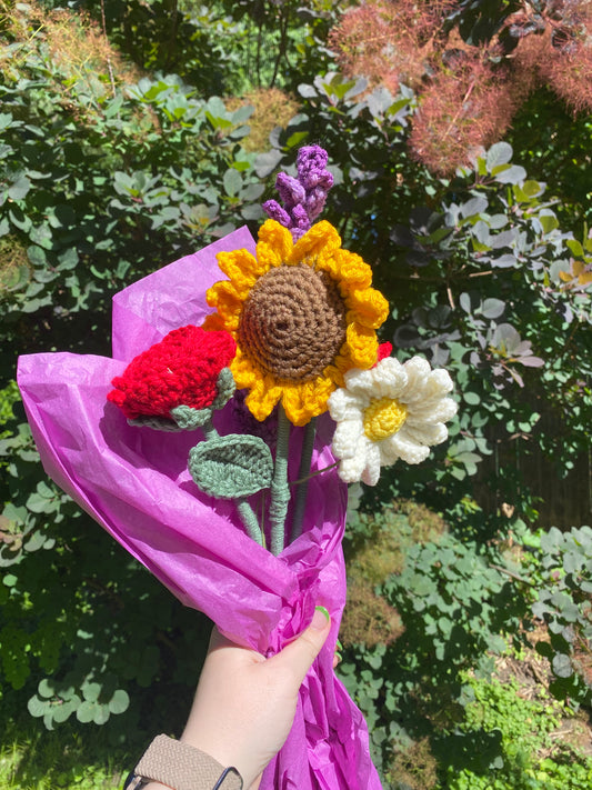 Hand Crocheted Sunflower Bouquet