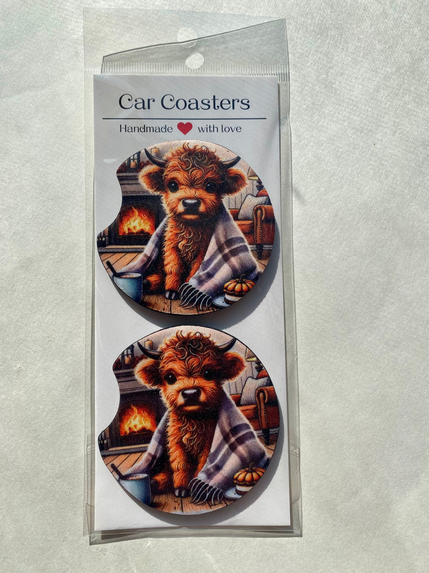 Fall Highland Cows - Car Coasters