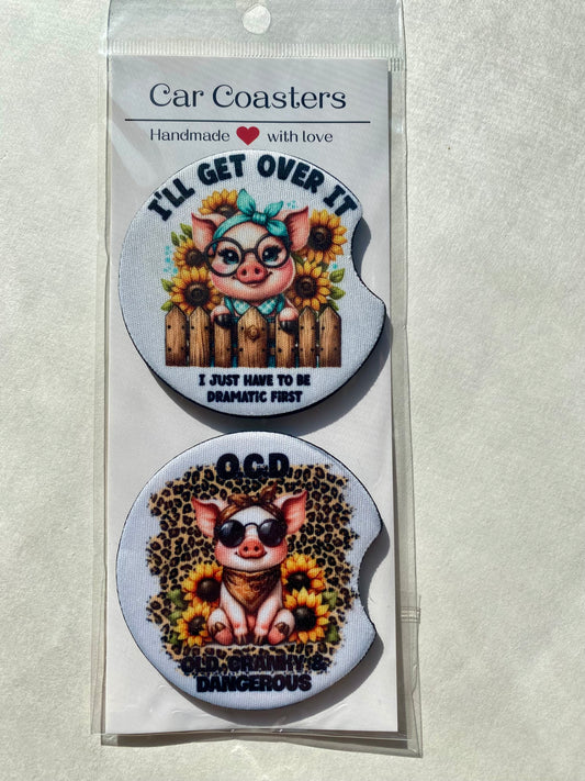 Funny Pigs - Car Coasters