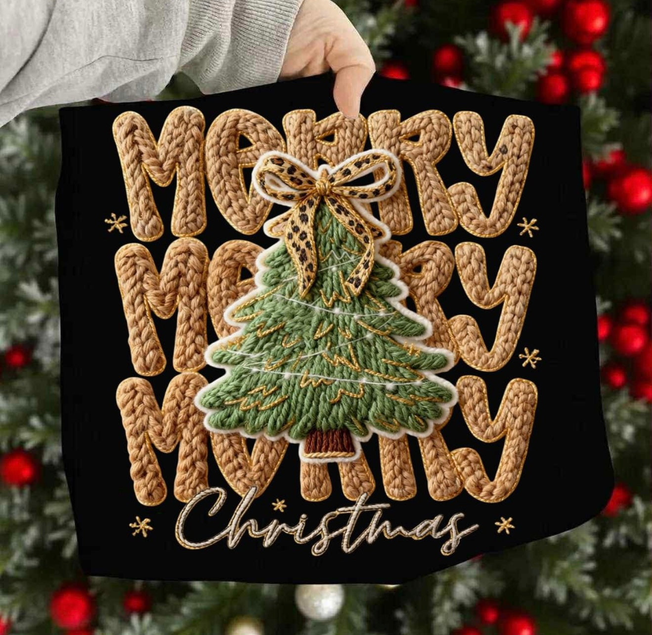 Faux Yarn Merry Christmas Sweatshirt