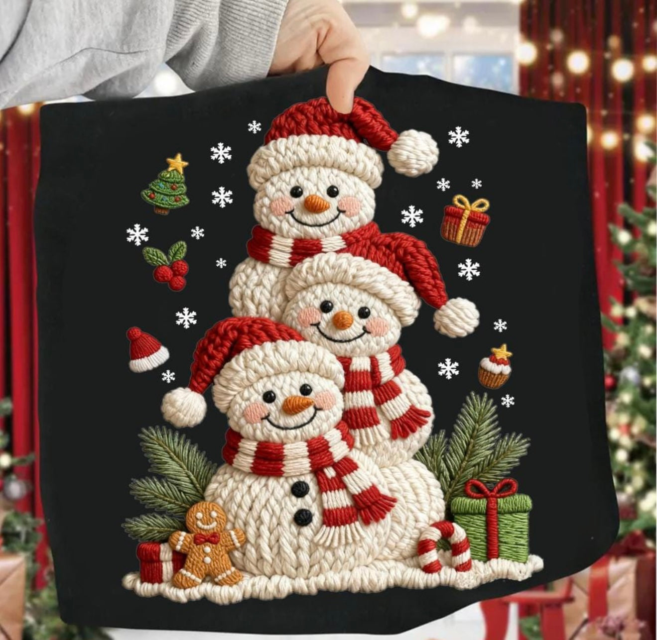 Faux Yarn Snowman Sweatshirt