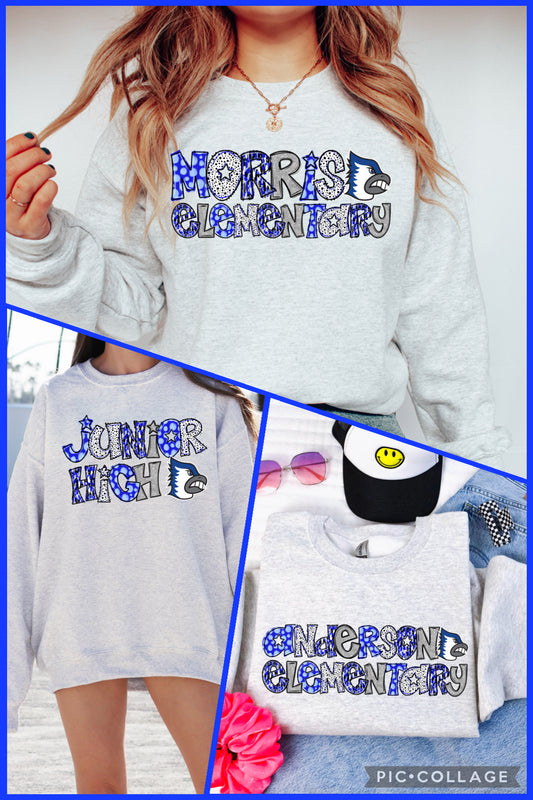Bondurant-Farrar School Specific Glitter Doodle Sweatshirt