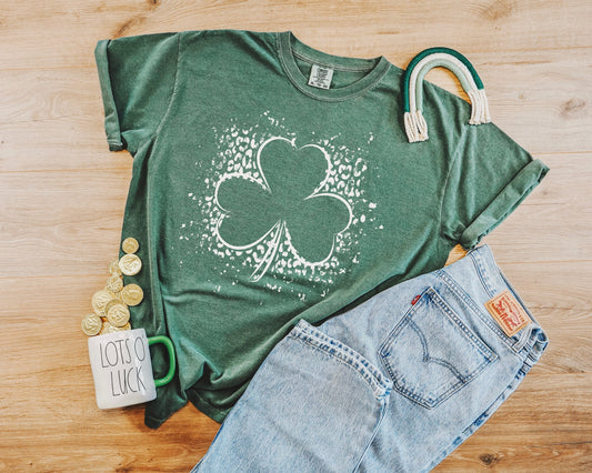 Leopard Splatter Shamrock T-shirt