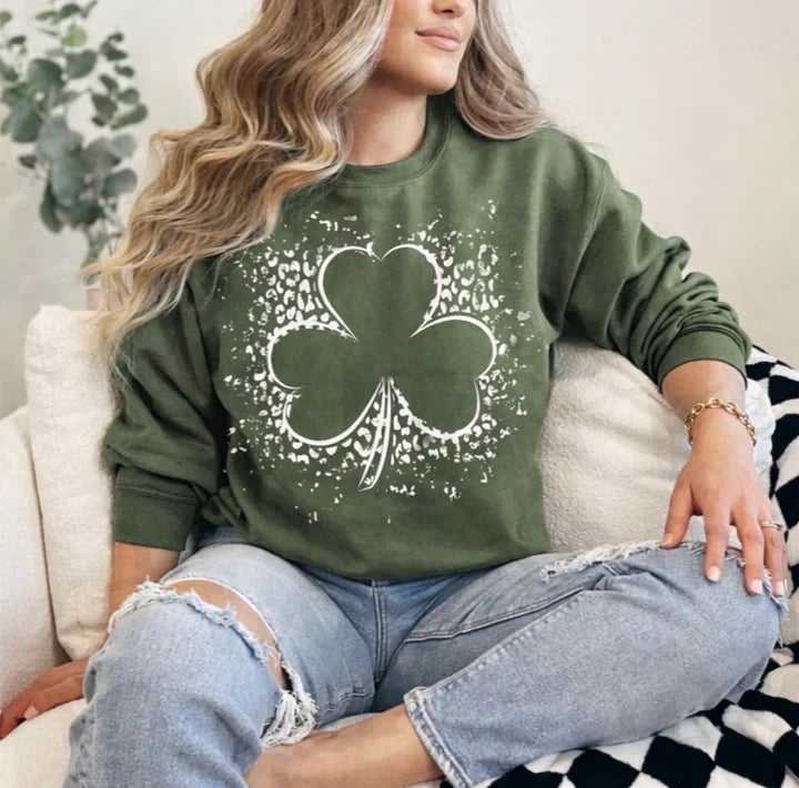Leopard Splatter Shamrock Sweatshirt