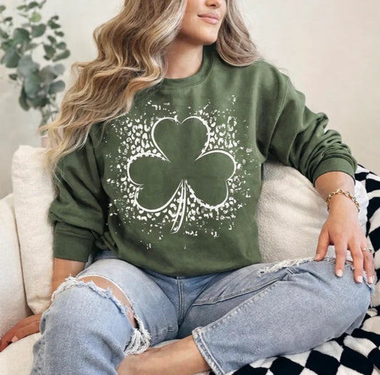 Leopard Splatter Shamrock Sweatshirt