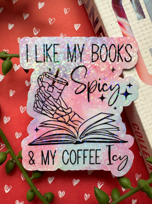 Books Spicy, Coffee Icy Sticker