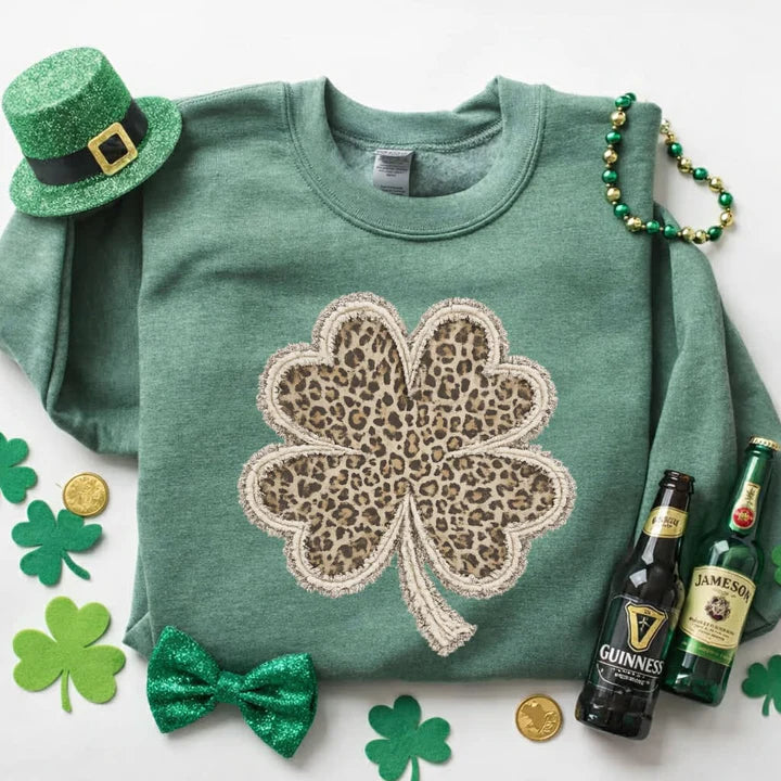 Tan Leopard Shamrock Sweatshirt