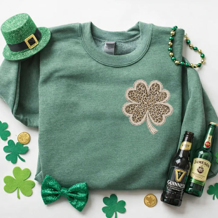 Tan Leopard Shamrock Sweatshirt