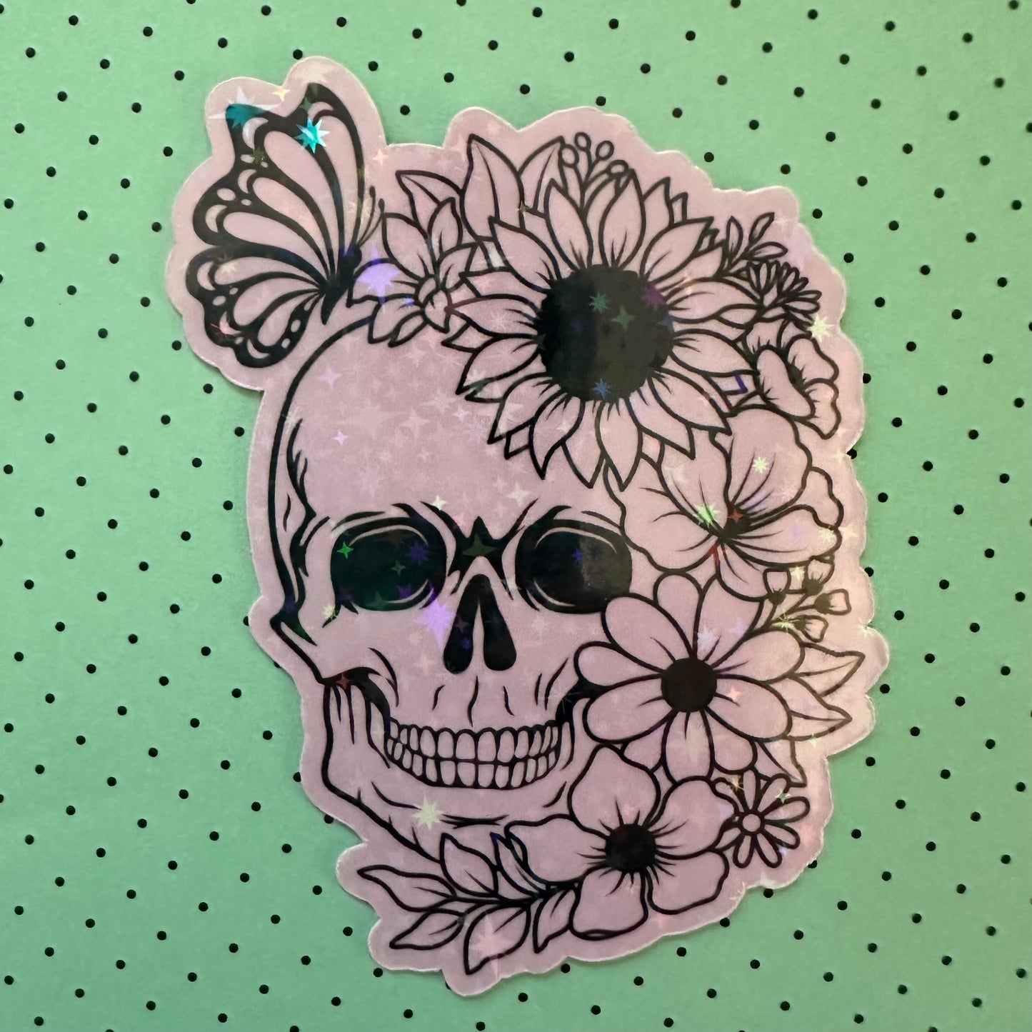 Skull and Flowers Sticker