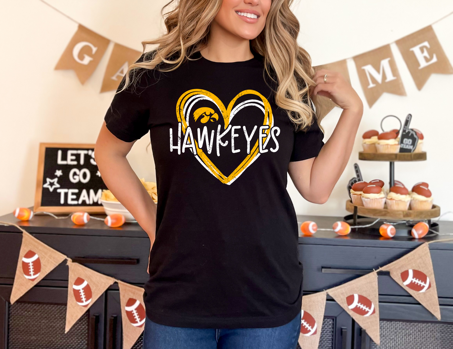 Double Heart Hawkeyes T-shirt
