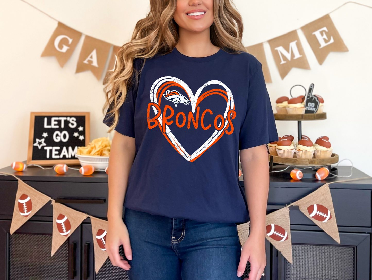 Double Heart Broncos T-shirt