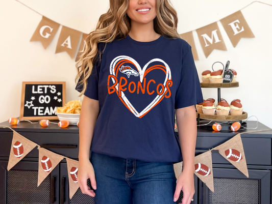 Double Heart Broncos T-shirt