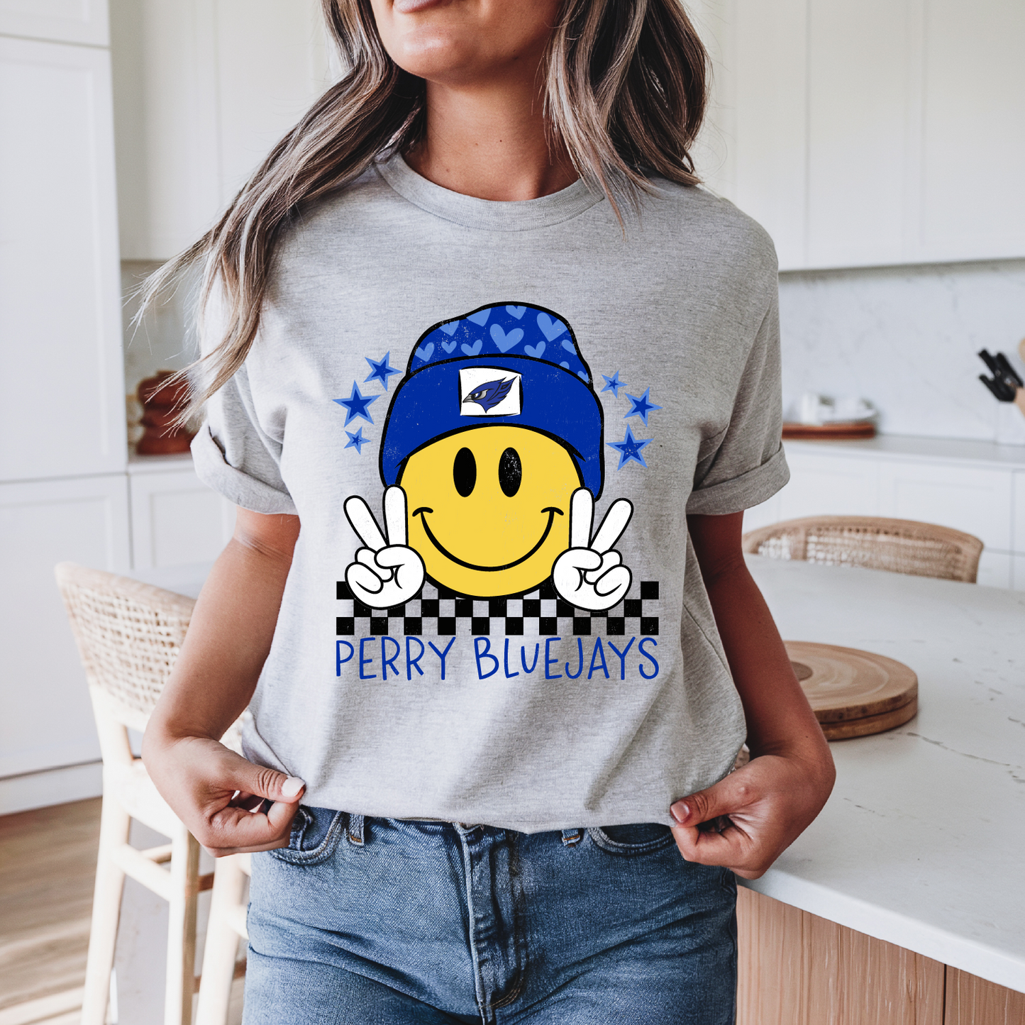 Perry Bluejays Smiling Beanie T-Shirt