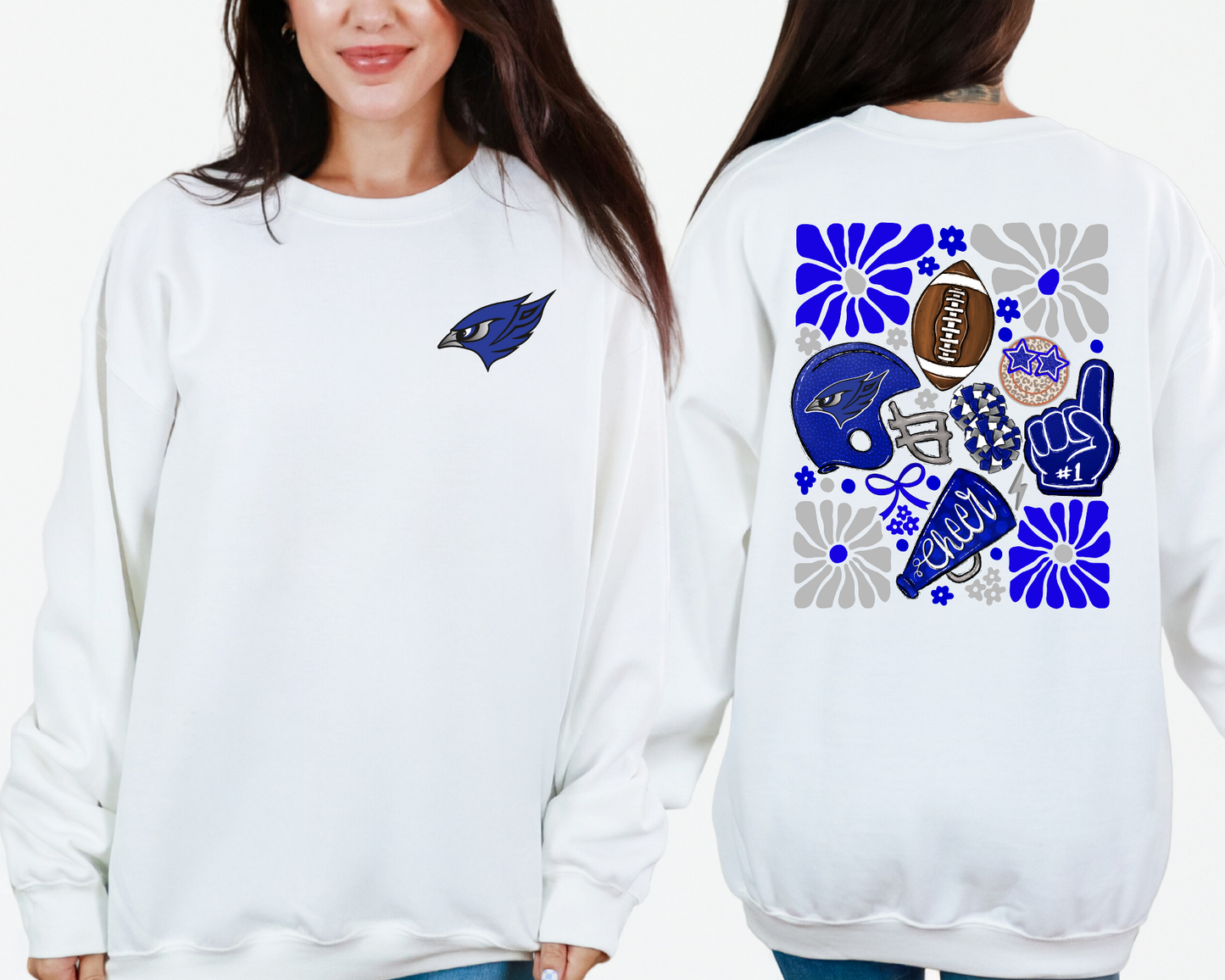 Perry Bluejays Boho Football Sweatshirt